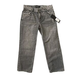 NWT The Kooples Jeans Nelly Studded Gray Low Rise Jeans, Size 26